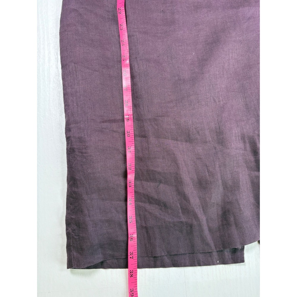 Ann Taylor LOFT Plum Purple 100% Linen Pleated Halter Neck Shift Dress Size 4 - Picture 13 of 15